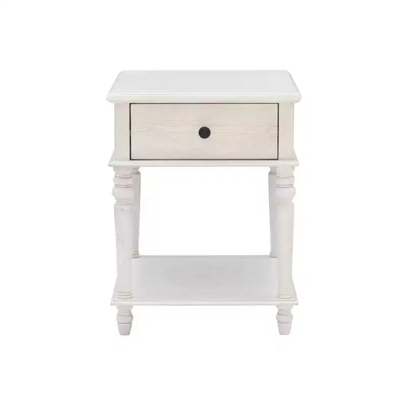 Tavolino Rettangolare con Cassetto e Ripiano – Naturale / Nocciola / Bianco, 1 Pezzo