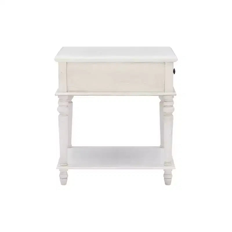 Tavolino Rettangolare con Cassetto e Ripiano – Naturale / Nocciola / Bianco, 1 Pezzo