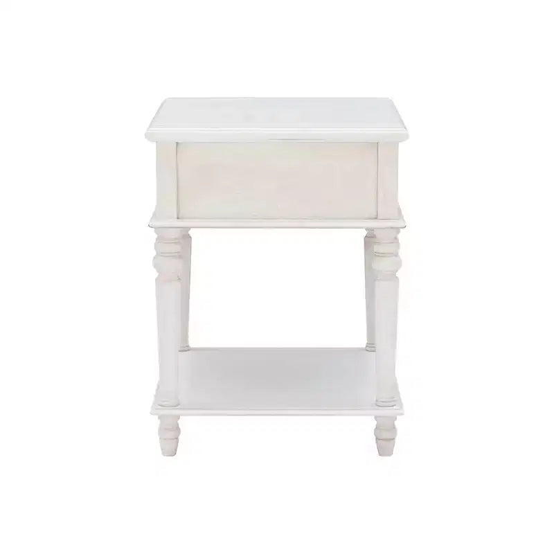 Tavolino Rettangolare con Cassetto e Ripiano – Naturale / Nocciola / Bianco, 1 Pezzo