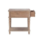 Tavolino Rettangolare con Cassetto e Ripiano – Naturale / Nocciola / Bianco, 1 Pezzo