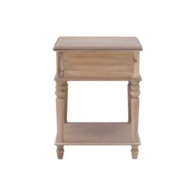 Tavolino Rettangolare con Cassetto e Ripiano – Naturale / Nocciola / Bianco, 1 Pezzo