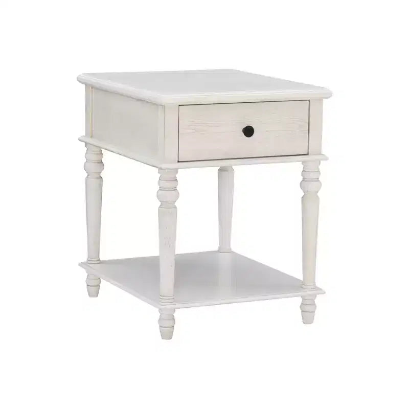 Tavolino Rettangolare con Cassetto e Ripiano – Naturale / Nocciola / Bianco, 1 Pezzo