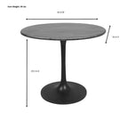 Tavolo da pranzo rotondo oro/nero, piano in legno di mango, 4 posti a sedere