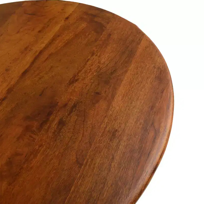 Tavolo da pranzo rotondo oro/nero, piano in legno di mango, 4 posti a sedere
