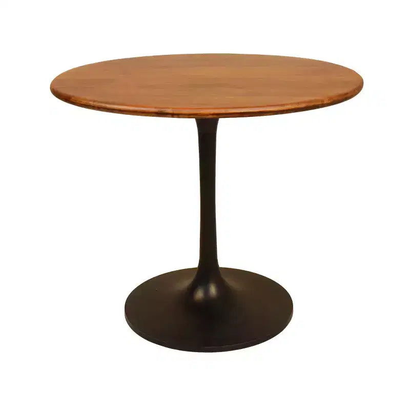 Tavolo da pranzo rotondo oro/nero, piano in legno di mango, 4 posti a sedere