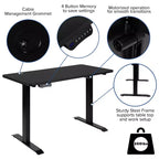 Scrivania elettrica regolabile in altezza, Mogano/Nero, Postazione singola, 122 cm L x 61 cm P