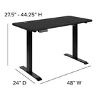 Scrivania elettrica regolabile in altezza, Mogano/Nero, Postazione singola, 122 cm L x 61 cm P