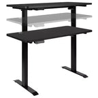 Scrivania elettrica regolabile in altezza, Mogano/Nero, Postazione singola, 122 cm L x 61 cm P