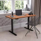 Scrivania elettrica regolabile in altezza, Mogano/Nero, Postazione singola, 122 cm L x 61 cm P