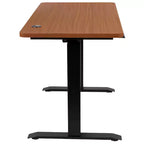 Scrivania elettrica regolabile in altezza, Mogano/Nero, Postazione singola, 122 cm L x 61 cm P