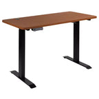 Scrivania elettrica regolabile in altezza, Mogano/Nero, Postazione singola, 122 cm L x 61 cm P