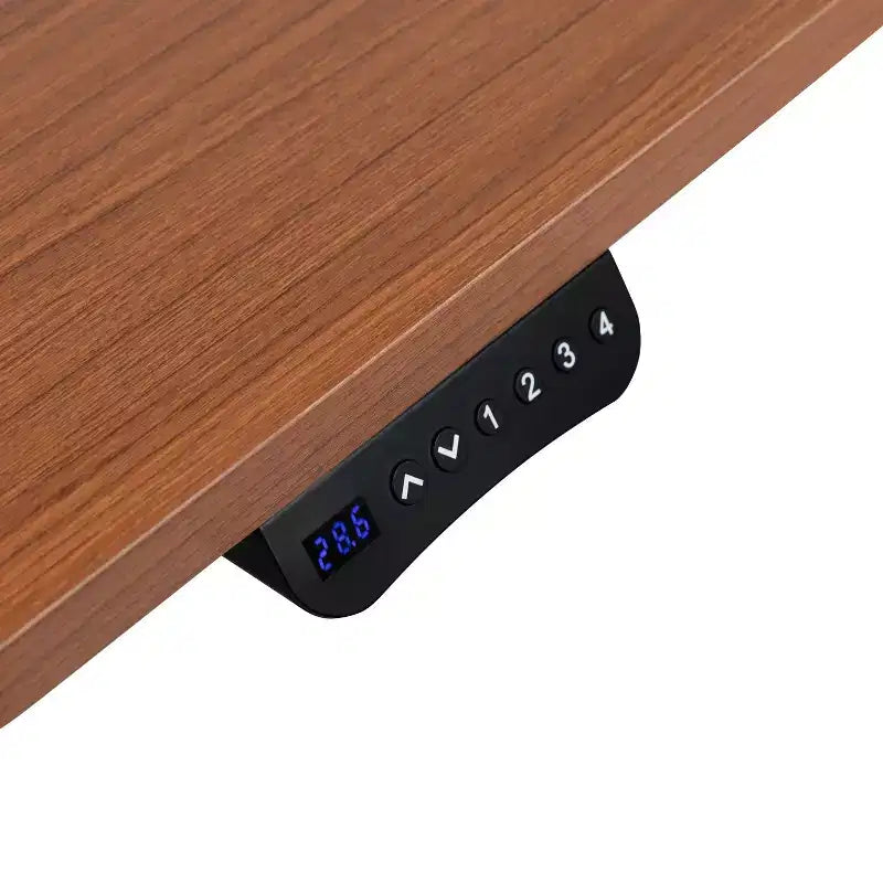 Scrivania elettrica regolabile in altezza, Mogano/Nero, Postazione singola, 122 cm L x 61 cm P