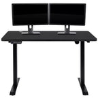 Scrivania elettrica regolabile in altezza, Mogano/Nero, Postazione singola, 122 cm L x 61 cm P