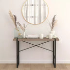 Flash Furniture Hanover Park Rustic Wood Grain Finish Console Table with Black Metal Frame