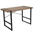 Console Tavolo Marrone con Struttura in Metallo Nero, Montaggio da 1 Persona