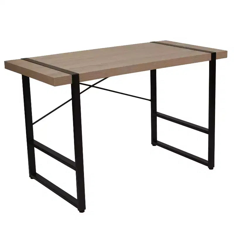 Console Tavolo Marrone con Struttura in Metallo Nero, Montaggio da 1 Persona