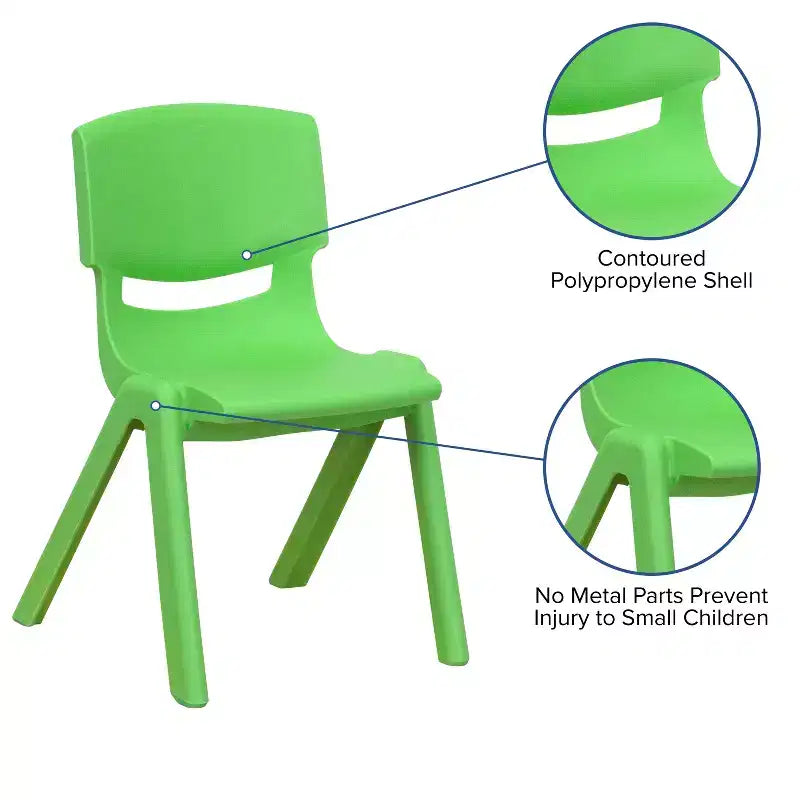 Sedia Scolastica Impilabile in Plastica Confezione da 10 | Blu / Verde / Naturale / Rosso | Posti a sedere: 10