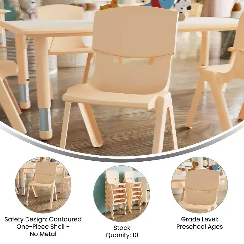 Sedia Scolastica Impilabile in Plastica Confezione da 10 | Blu / Verde / Naturale / Rosso | Posti a sedere: 10