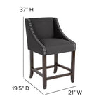 Sgabello da bancone in Leathersoft nero/antracite/grigio chiaro e tessuto, struttura in legno, finiture con borchie, 1 posto