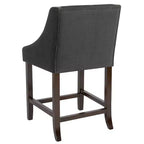 Sgabello da bancone in Leathersoft nero/antracite/grigio chiaro e tessuto, struttura in legno, finiture con borchie, 1 posto