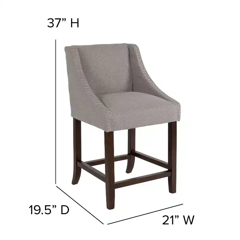 Sgabello da bancone in Leathersoft nero/antracite/grigio chiaro e tessuto, struttura in legno, finiture con borchie, 1 posto