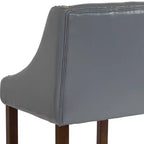 Sgabello da bancone in Leathersoft nero/antracite/grigio chiaro e tessuto, struttura in legno, finiture con borchie, 1 posto