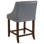 Sgabello da bancone in Leathersoft nero/antracite/grigio chiaro e tessuto, struttura in legno, finiture con borchie, 1 posto