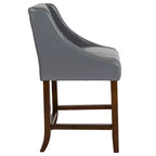 Sgabello da bancone in Leathersoft nero/antracite/grigio chiaro e tessuto, struttura in legno, finiture con borchie, 1 posto