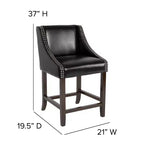 Sgabello da bancone in Leathersoft nero/antracite/grigio chiaro e tessuto, struttura in legno, finiture con borchie, 1 posto