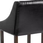 Sgabello da bancone in Leathersoft nero/antracite/grigio chiaro e tessuto, struttura in legno, finiture con borchie, 1 posto