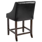 Sgabello da bancone in Leathersoft nero/antracite/grigio chiaro e tessuto, struttura in legno, finiture con borchie, 1 posto