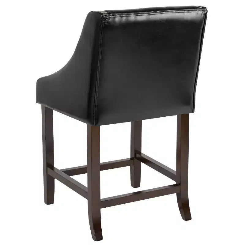 Sgabello da bancone in Leathersoft nero/antracite/grigio chiaro e tessuto, struttura in legno, finiture con borchie, 1 posto