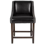 Sgabello da bancone in Leathersoft nero/antracite/grigio chiaro e tessuto, struttura in legno, finiture con borchie, 1 posto