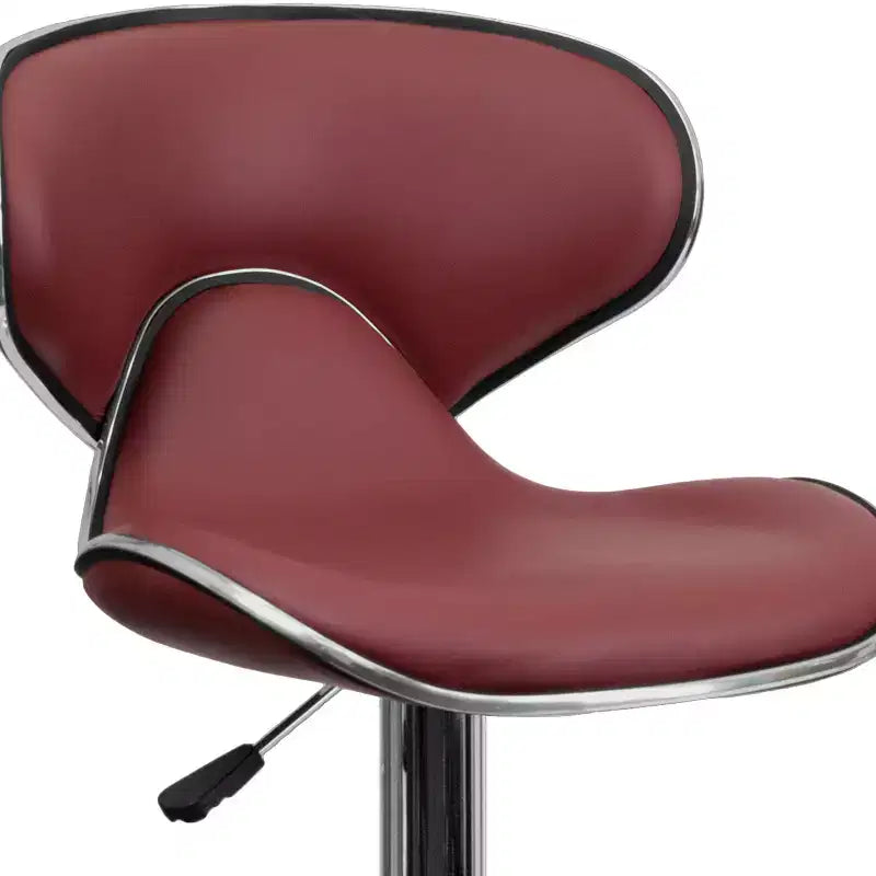 Flash Furniture Sgabello da bar contemporaneo accogliente con schienale medio in vinile, altezza regolabile e base cromata