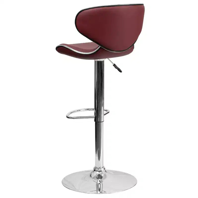 Flash Furniture Sgabello da bar contemporaneo accogliente con schienale medio in vinile, altezza regolabile e base cromata