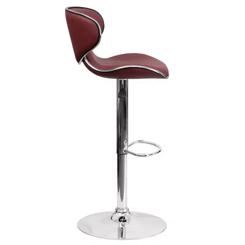 Flash Furniture Sgabello da bar contemporaneo accogliente con schienale medio in vinile, altezza regolabile e base cromata