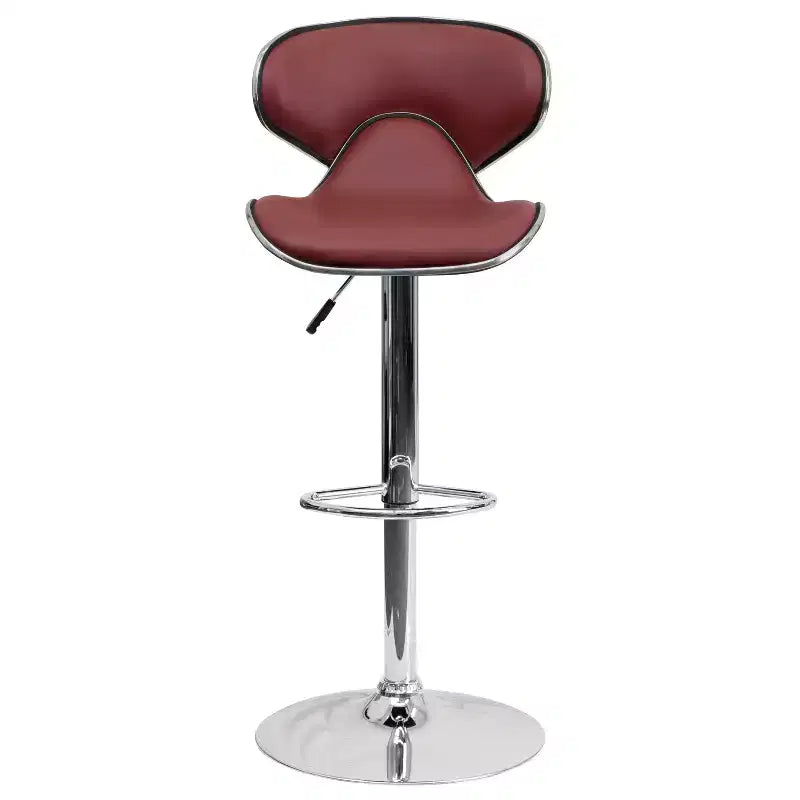 Flash Furniture Sgabello da bar contemporaneo accogliente con schienale medio in vinile, altezza regolabile e base cromata