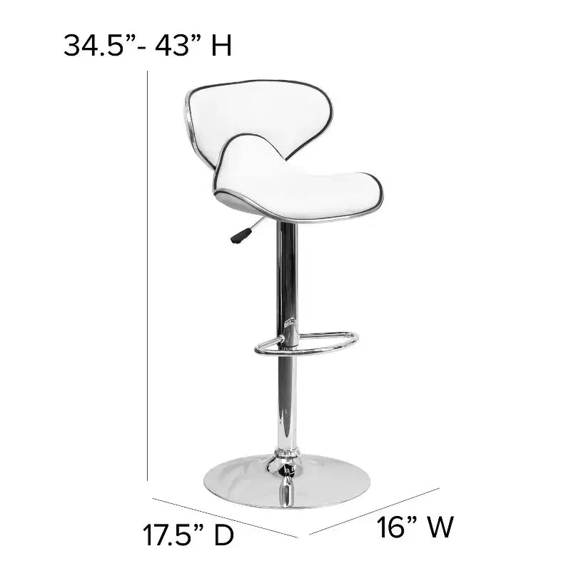 Flash Furniture Sgabello da bar contemporaneo accogliente con schienale medio in vinile, altezza regolabile e base cromata