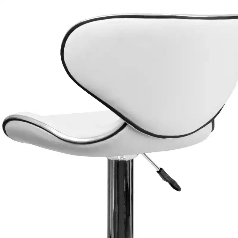 Flash Furniture Sgabello da bar contemporaneo accogliente con schienale medio in vinile, altezza regolabile e base cromata
