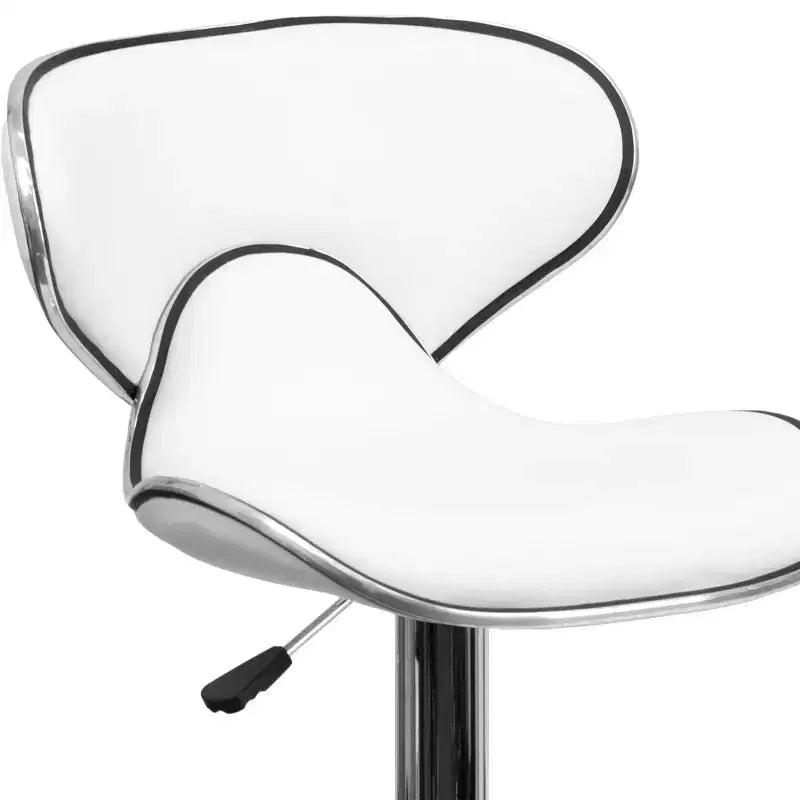 Flash Furniture Sgabello da bar contemporaneo accogliente con schienale medio in vinile, altezza regolabile e base cromata