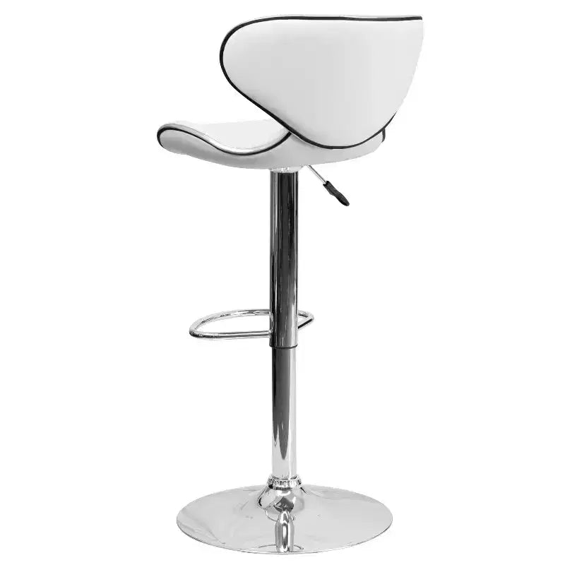 Flash Furniture Sgabello da bar contemporaneo accogliente con schienale medio in vinile, altezza regolabile e base cromata