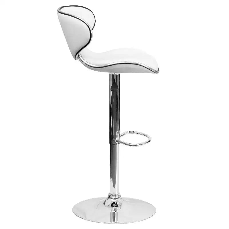 Flash Furniture Sgabello da bar contemporaneo accogliente con schienale medio in vinile, altezza regolabile e base cromata