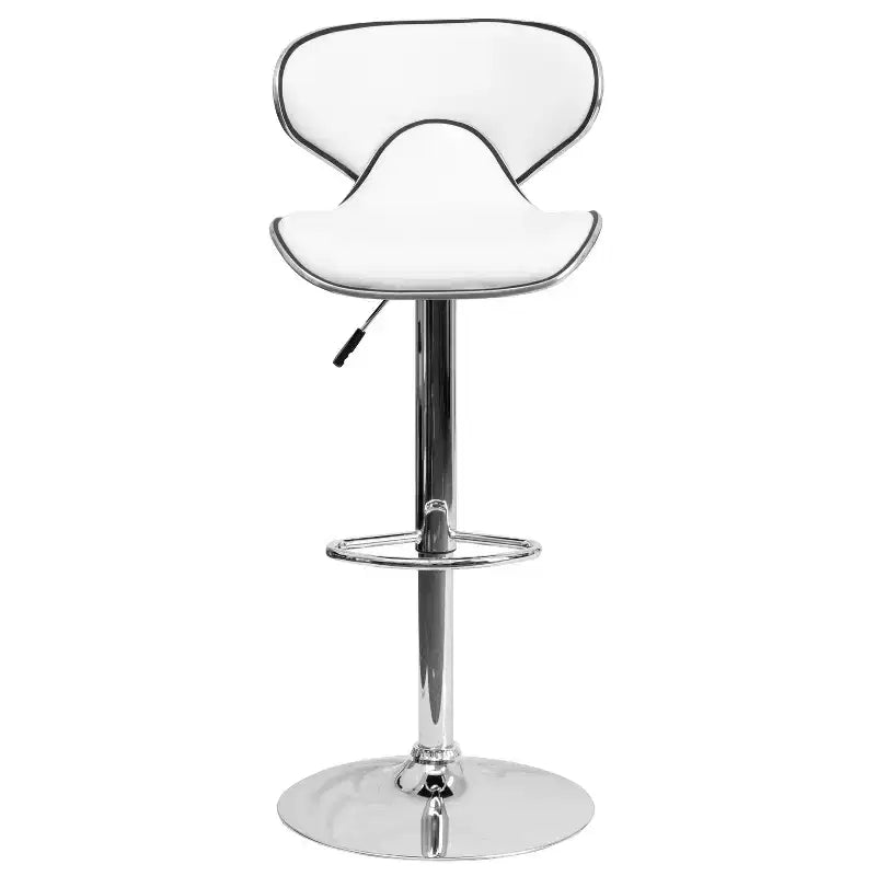 Flash Furniture Sgabello da bar contemporaneo accogliente con schienale medio in vinile, altezza regolabile e base cromata