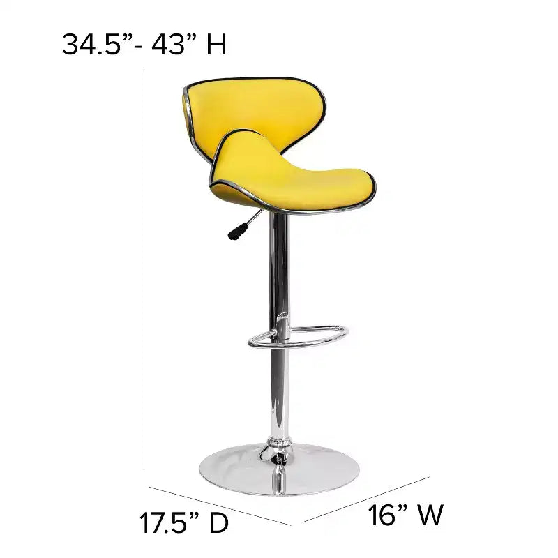 Flash Furniture Sgabello da bar contemporaneo accogliente con schienale medio in vinile, altezza regolabile e base cromata