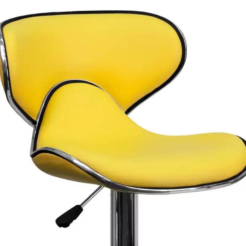 Flash Furniture Sgabello da bar contemporaneo accogliente con schienale medio in vinile, altezza regolabile e base cromata