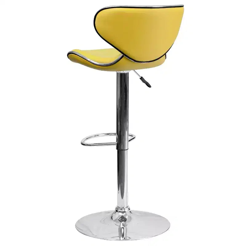 Flash Furniture Sgabello da bar contemporaneo accogliente con schienale medio in vinile, altezza regolabile e base cromata