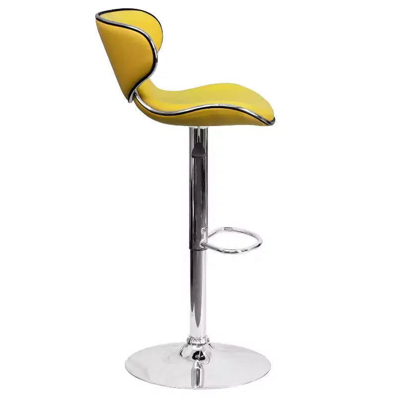 Flash Furniture Sgabello da bar contemporaneo accogliente con schienale medio in vinile, altezza regolabile e base cromata