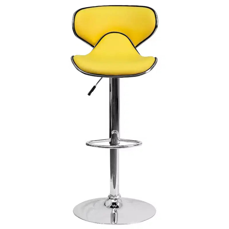 Flash Furniture Sgabello da bar contemporaneo accogliente con schienale medio in vinile, altezza regolabile e base cromata