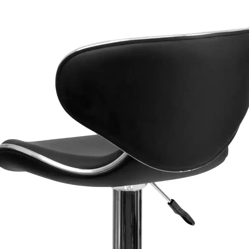 Flash Furniture Sgabello da bar contemporaneo accogliente con schienale medio in vinile, altezza regolabile e base cromata