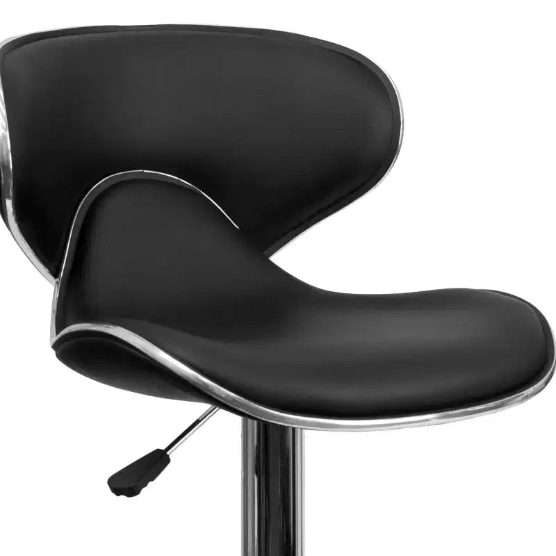 Flash Furniture Sgabello da bar contemporaneo accogliente con schienale medio in vinile, altezza regolabile e base cromata